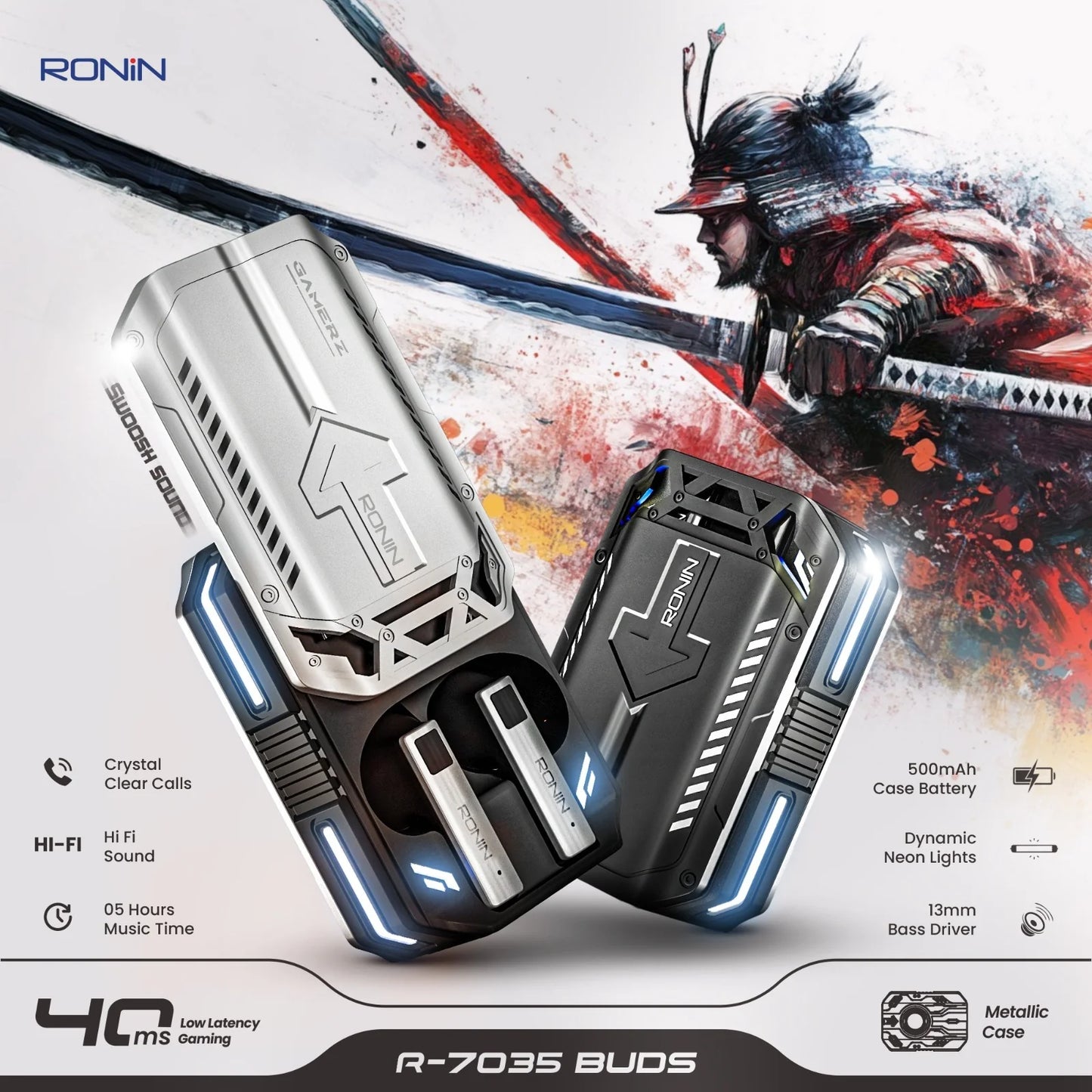 Ronin R-7035 40ms Low Latency Gaming Earbuds